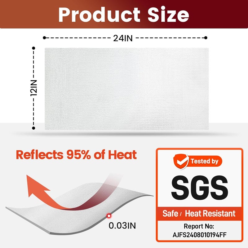 Amerbro Heat Shield Automotive Aluminum Reflects 95% of Radiant Heat , 12" x 24" Stove Heat Shield to Protect Refrigerator, Heat Shield Wrap for Exhaust, Motorcycle, Wood Stove, Cabinet, Fireplace (Silver) - Image 2